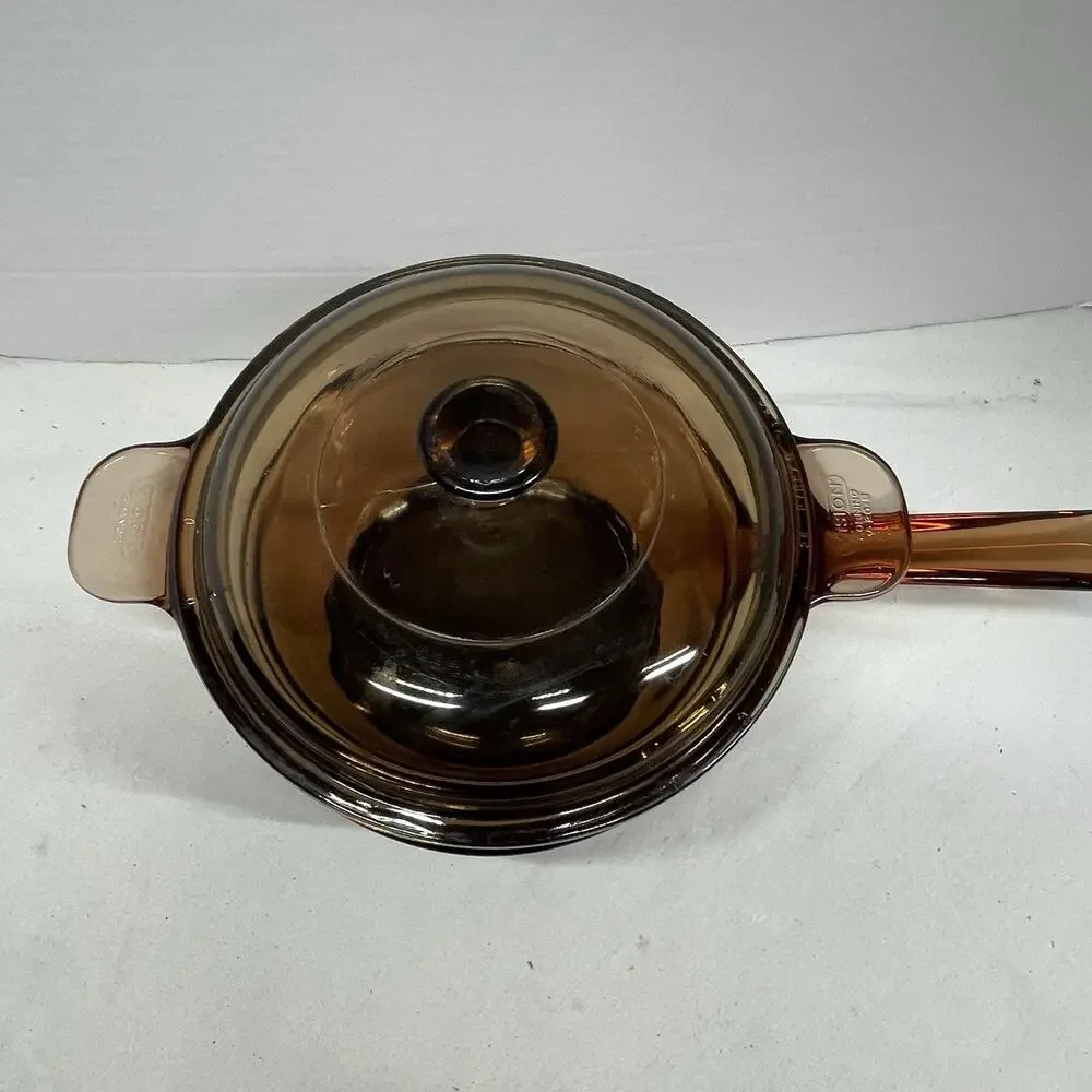 Corning Visions Vision Ware Amber 3pc Double Boiler 1.5L Pot Sauce Pan Lid